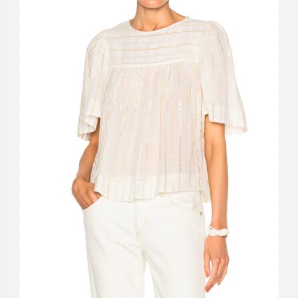 Isabel Marant etoile Sara lurex striped metallic cotton top blouse 34 or S USA